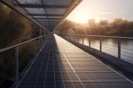 桥上的太阳能电池板图片