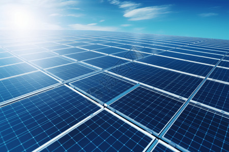 碳吸收太阳能电池板在吸收阳光背景