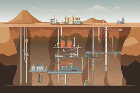 地热井剖面插图插画