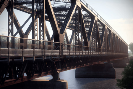河上面的钢梁桥背景图片