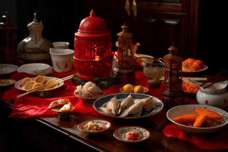 农历节日餐桌背景图片