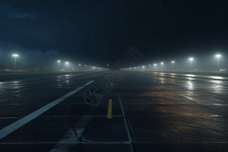 机场跑道的灯光图片