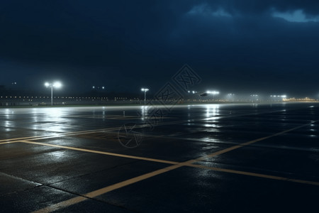 漆黑夜晚漆黑机场的跑道背景