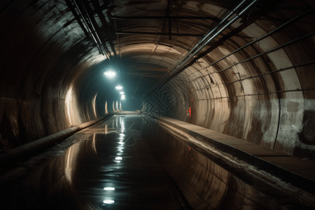 昏暗的隧道防水管道图片
