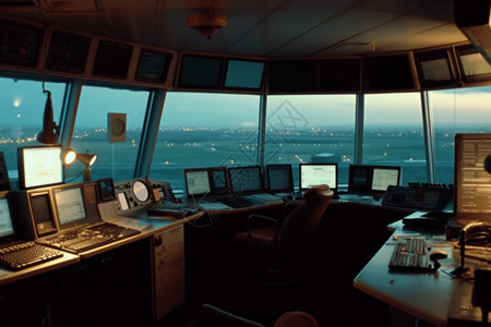 机场控制塔内部的视角图片