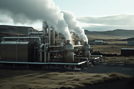 工业区的地热厂背景图片