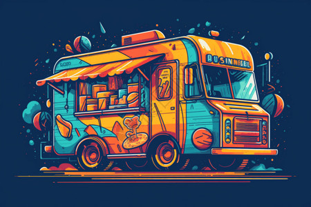 彩色的食物卡车背景图片