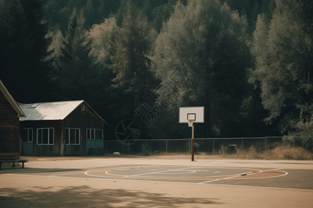 夏令营篮球场的真实照片图片