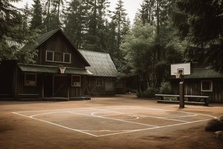 夏令营的篮球场背景图片