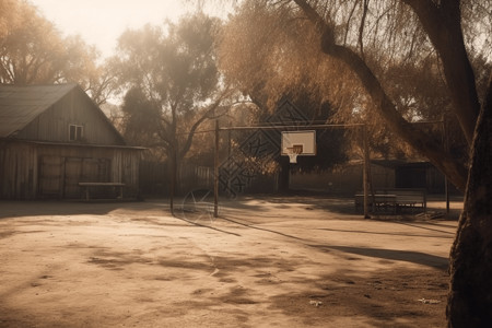 乡村中的篮球场图片