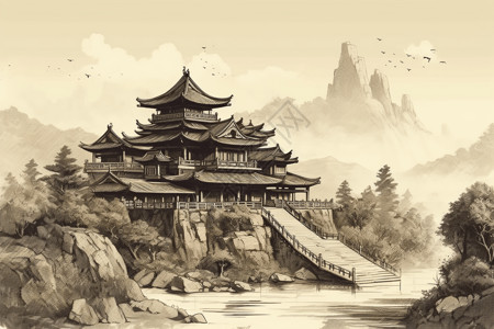 水墨风格的中国背景图片