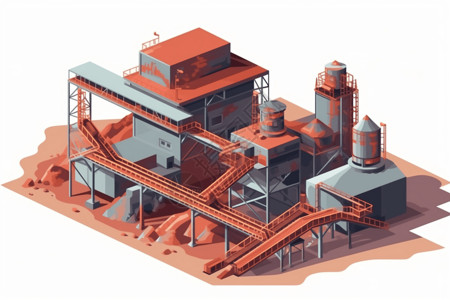 有高炉的铁矿石加工厂背景图片