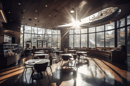 大学校园里的咖啡馆内部环境背景图片
