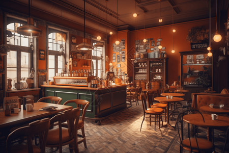 复古的咖啡屋背景图片