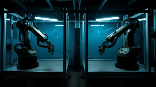 两个工业机器人的机械臂图片