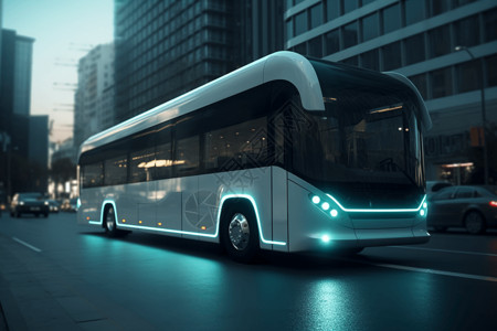 城市道路中的新能源客车背景图片