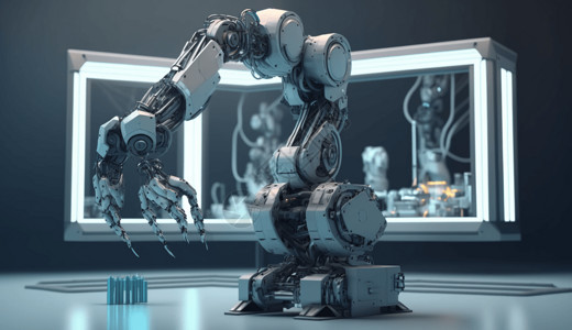 实验室内的蓝色机器人背景图片