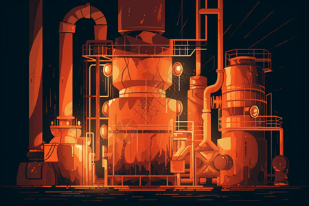 地下气化炉管道插画图片