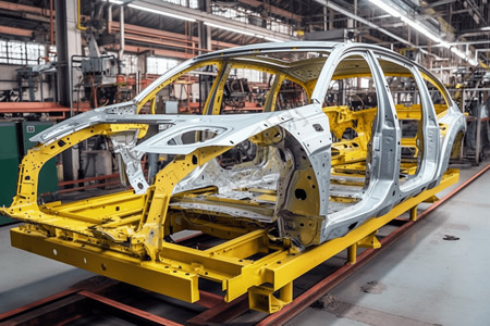 新车框架工厂制造新车的框架背景