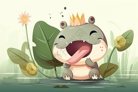 青蛙舌头伸出舌头的可爱卡通动物背景