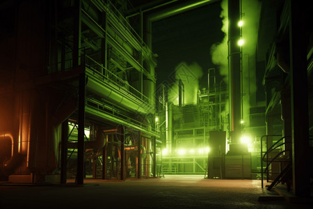 夜晚灯火通明的化工厂图片