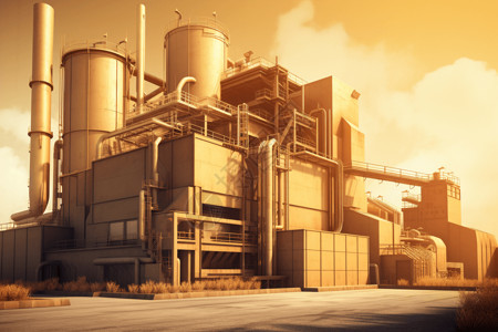 黄昏时的生物质化工厂背景图片