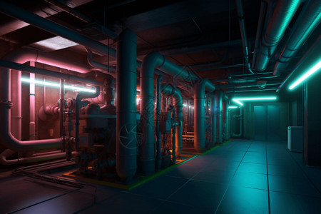 能量转化工厂里的机械管道设计图片