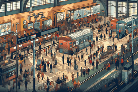 繁忙的火车站图片