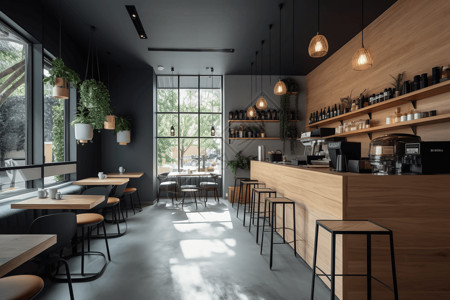 简洁现代的咖啡屋背景图片