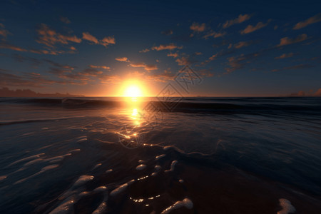 日落的海平面图片
