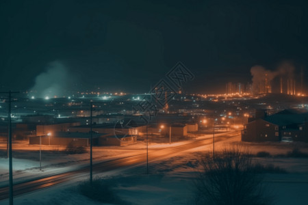 黑夜路灯工业区里的路灯背景