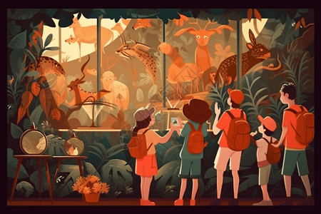 卡通自然博物馆背景图片