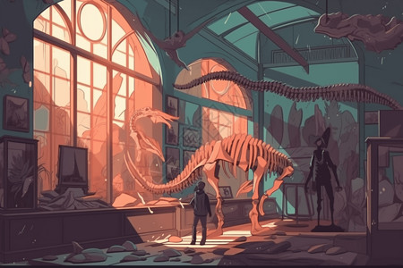 恐龙骨头恐龙化石骨头插画