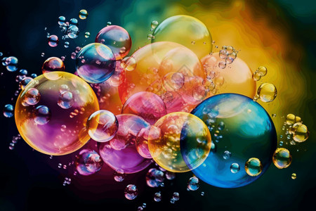 多彩气泡漂浮多彩透明肥皂泡泡插画