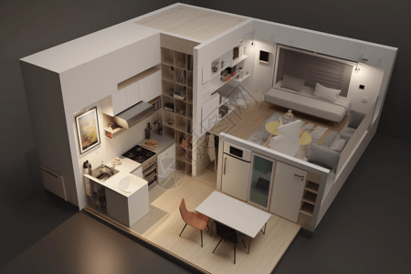 住宅平面图小型公寓设计插画