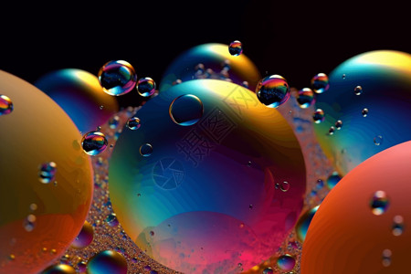 飞舞的彩色肥皂泡背景图片