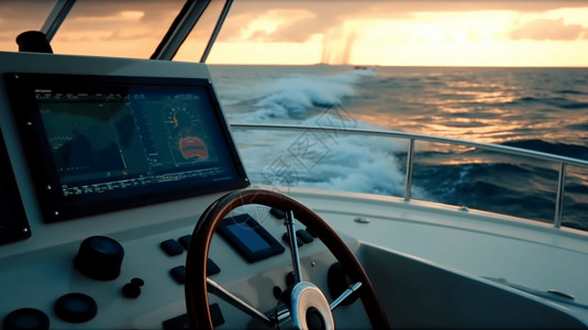 船的方向盘大海上的GPS设计图片