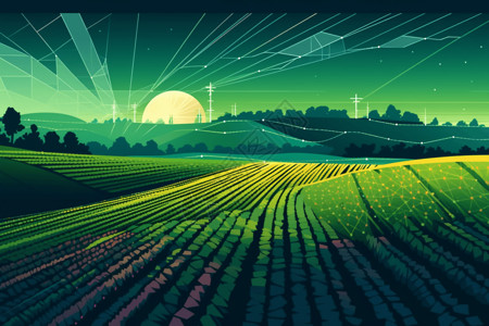 农业现代化智能农场插画插画