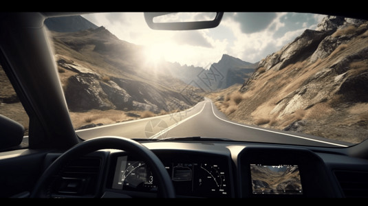 导航汽车素材汽车中的GPS导航引导驾驶插画