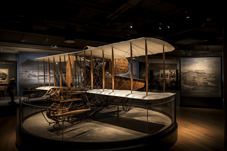 航空博物馆莱特兄弟飞机模型背景