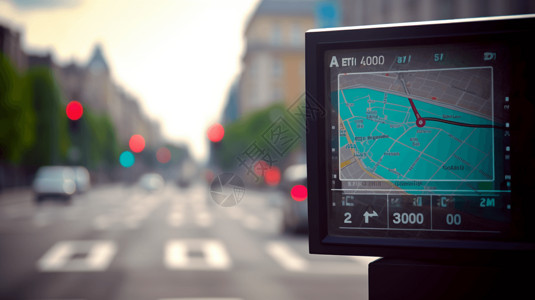 街景特写GPS导航屏幕的设计图片