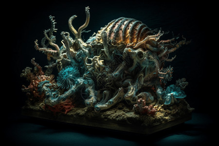 小海马海底的生物标本设计图片