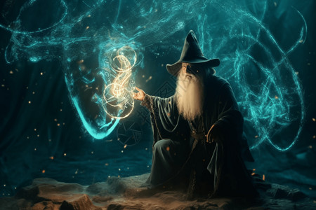二次元烟素材一个巫师召唤元素生物设计图片