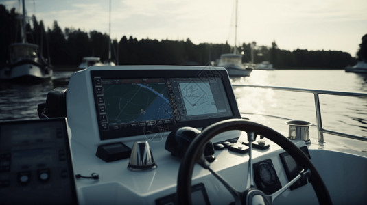 船上的GPS导航系统背景图片
