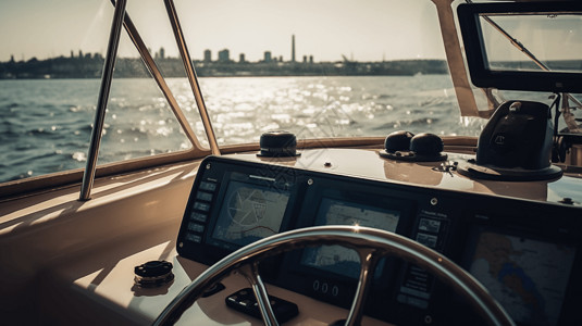 科技航行借助GPS技术航行的船背景
