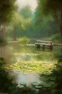 荷塘的美丽风景背景图片