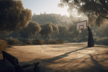 乡村环境中篮球场背景图片