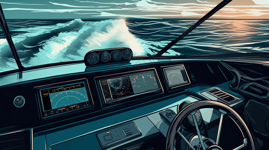 科技大海快艇上的GPS插画