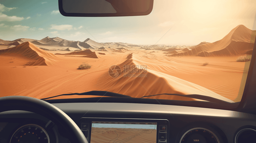 在沙漠中进行GPS导航图片