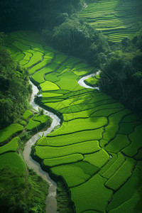 夏至节气美图河流穿过农田背景